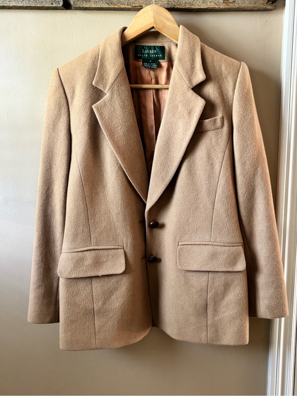 Lauren Ralph Lauren Tan Wool-Blend Blazer